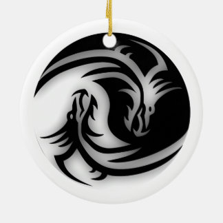 Yin and Yang Asian Dragons Ceramic Tree Decoration