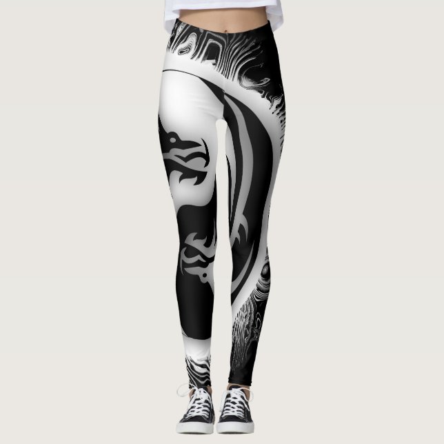 Yin and Yang Asian Dragons Leggings (Front)