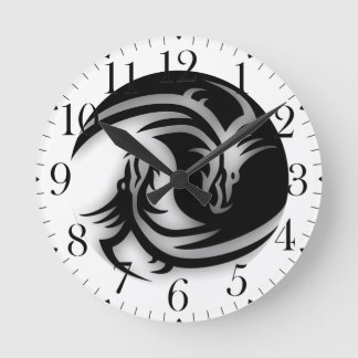 Yin and Yang Asian Dragons Round Clock