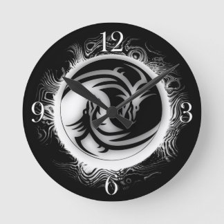 Yin and Yang Asian Dragons Round Clock