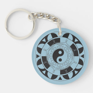 Yin and Yang Asian Symbol Round Key Chain