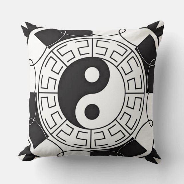 Yin and Yang Asian Symbol Throw Pillow (Front)