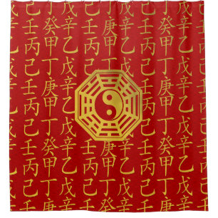 Yin and Yang , bagua and feng shui hieroglyphs Shower Curtain