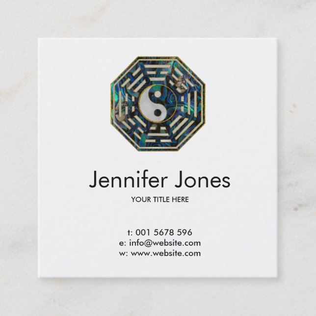 Yin and Yang Bagua Feng shui Square Business Card (Front)