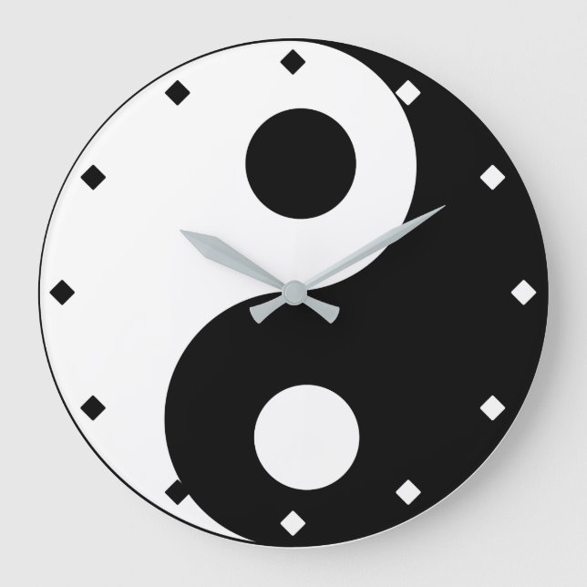 Yin and Yang Black and White Large Clock (Front)