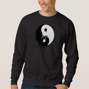 Yin And Yang Black White Paint Melting Drops Brush Sweatshirt