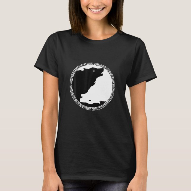 Yin And Yang Dangerous Wolf Animals Wild Art Gift T-Shirt (Front)