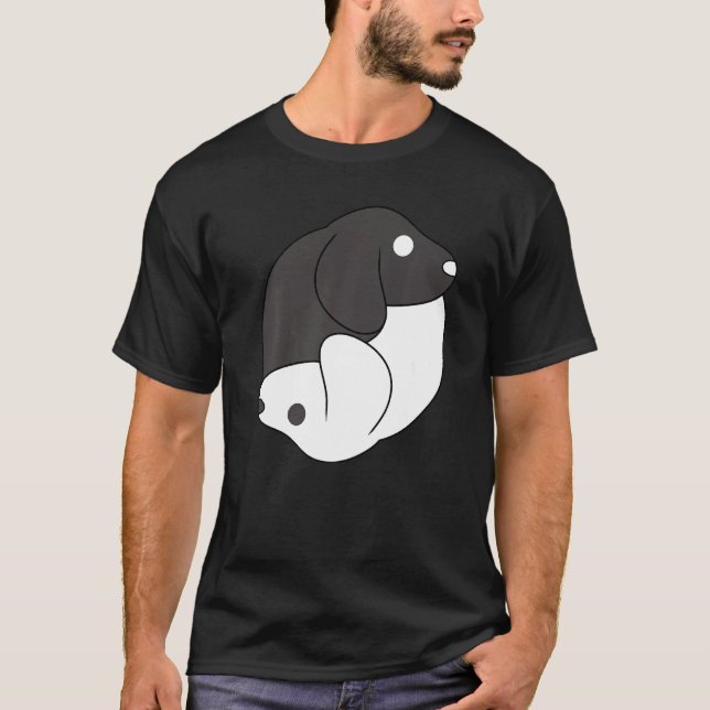 Yin and Yang Dog Pose Dog Theme Meditation Acro Ha T-Shirt (Front)