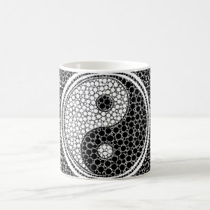 Yin and Yang Dot Art Black and white Coffee Mug