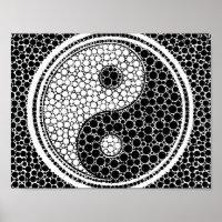 Yin and Yang Dot Art Black and white