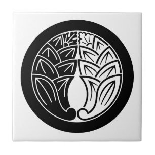 Yin and yang Embracing japanese gingers in circle Tile