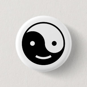 Yin and yang emoji 3 cm round badge