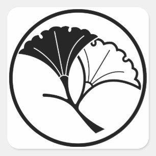 Yin and yang ginkgo leaves in threadlike ring square sticker