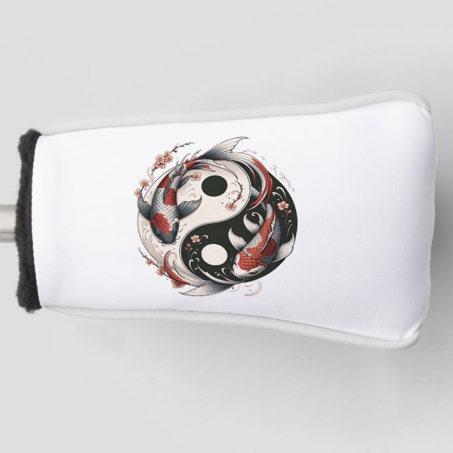 Yin And Yang Japanese Koi Fish Golf Head Cover (Front)