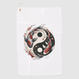 Yin And Yang Japanese Koi Fish Golf Towel