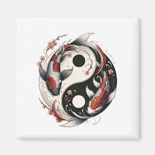 Yin And Yang Japanese Koi Fish Magnet