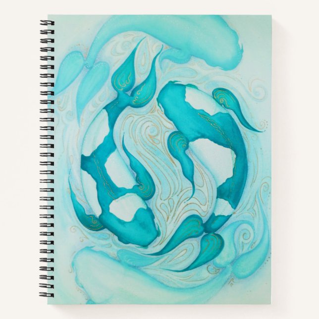 Yin and Yang Koi Carp Art Print Notebook (Front)