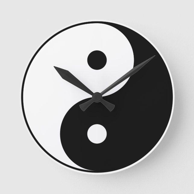 Yin and Yang Motivational Philosophical Symbol Round Clock (Front)