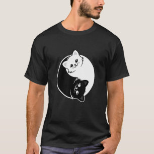 Yin And Yang Pet Cat Black White Cats Animals Love T-Shirt