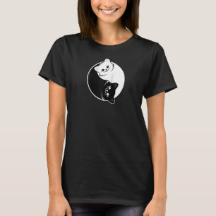Yin And Yang Pet Cat Black White Cats Animals Love T-Shirt