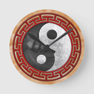 Yin and Yang Round Clock