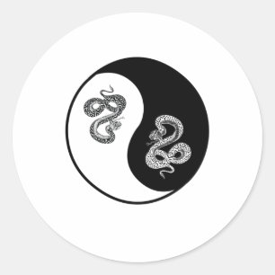 Yin and yang snake design on white background classic round sticker