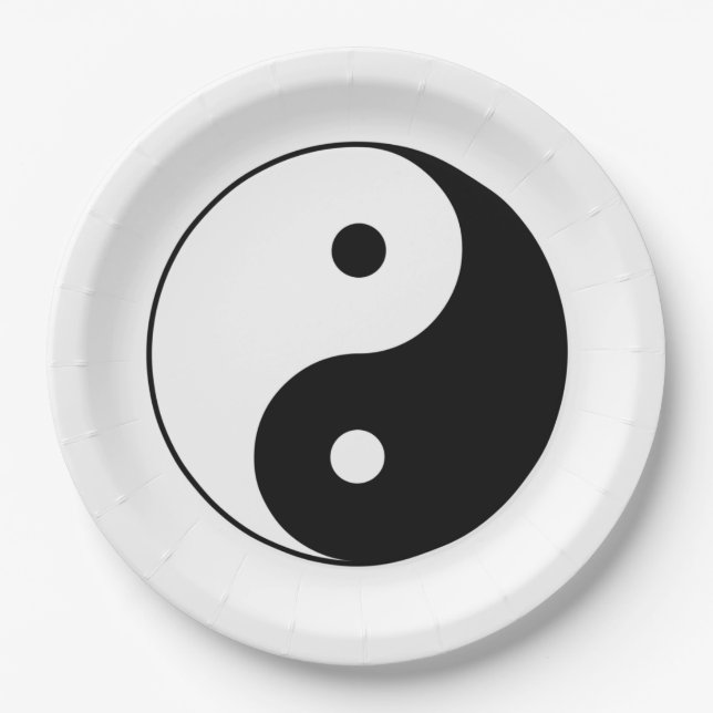 Yin and Yang Symbol (Chinese Taoist Taijitu) Paper Plate (Front)