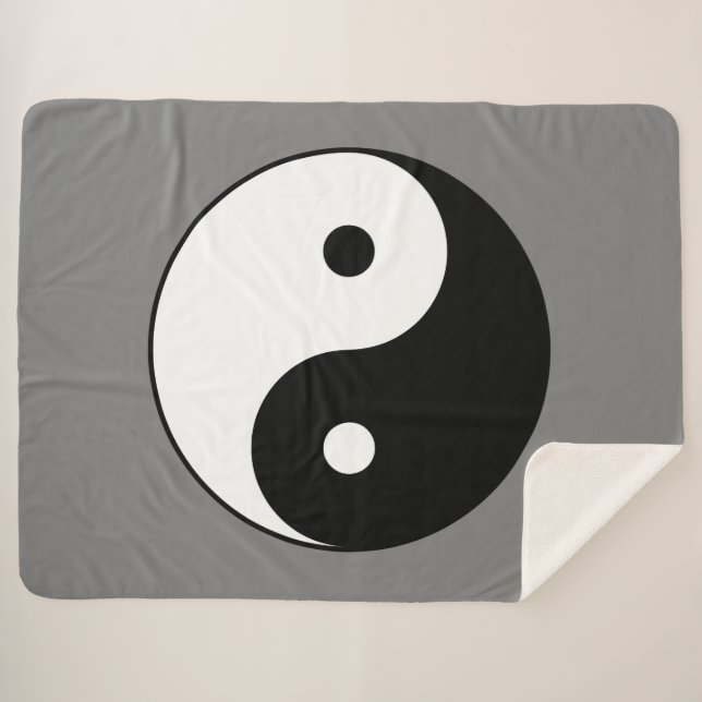 Yin and Yang Symbol (Chinese Taoist Taijitu) Sherpa Blanket (Front (Horizontal))