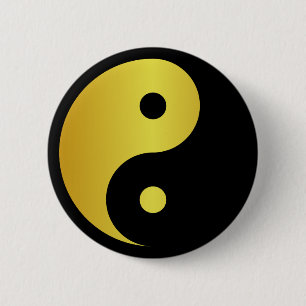 Yin and Yang symbol Gold asian philosophy zen 6 Cm Round Badge