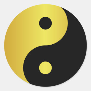 Yin and Yang symbol   Gold asian philosophy zen Classic Round Sticker