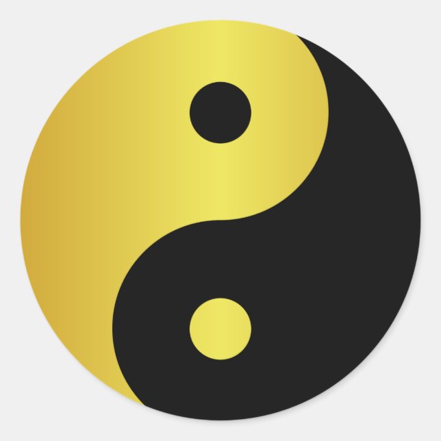Yin and Yang symbol | Gold asian philosophy zen Classic Round Sticker (Front)