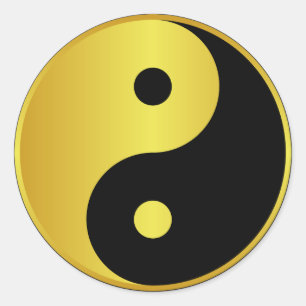Yin and Yang symbol   Gold asian philosophy zen Classic Round Sticker