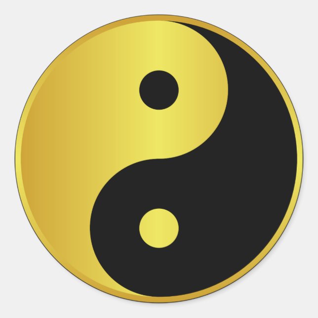 Yin and Yang symbol | Gold asian philosophy zen Classic Round Sticker (Front)