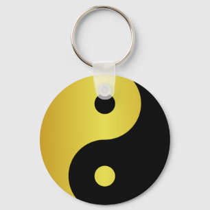 Yin and Yang symbol   Gold asian philosophy zen Key Ring