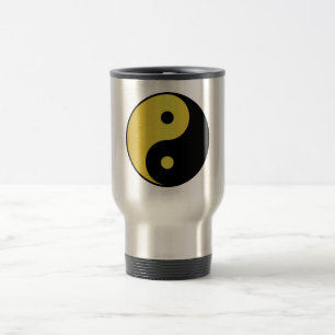 Yin and Yang symbol   Gold asian philosophy zen Travel Mug
