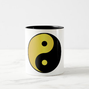 Yin and Yang symbol Gold asian philosophy zen Two-Tone Coffee Mug