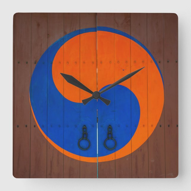 Yin and Yang symbol, South Korea Square Wall Clock (Front)