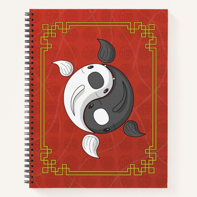 Yin and Yang the Koi Spiral Notebook (Front)