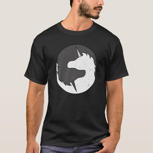 Yin and Yang Unicorn Mythical Creatures Meditation T-Shirt (Front)