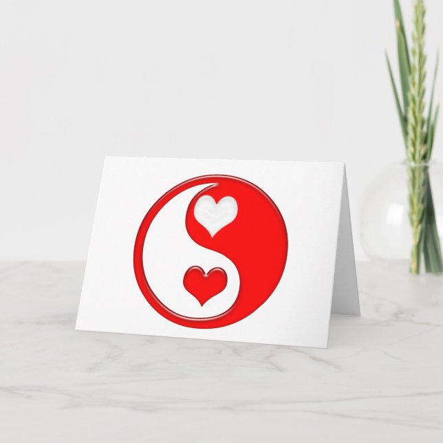 Yin and Yang Valentine Hearts Holiday Card (Front)