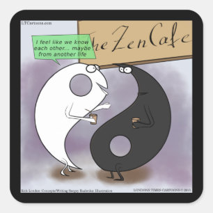 Yin Meets Yang Zen Funny Square Sticker