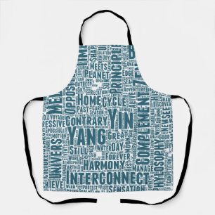 Yin Yan Nuage de Mots Texte Motif Interconnexion Apron