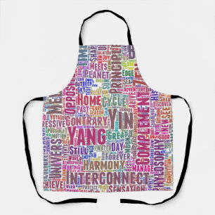 Yin Yan Nuage de Mots Texte Motif Interconnexion Apron