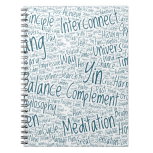Yin Yan Nuage de Mots Texte Motif Interconnexion Notebook