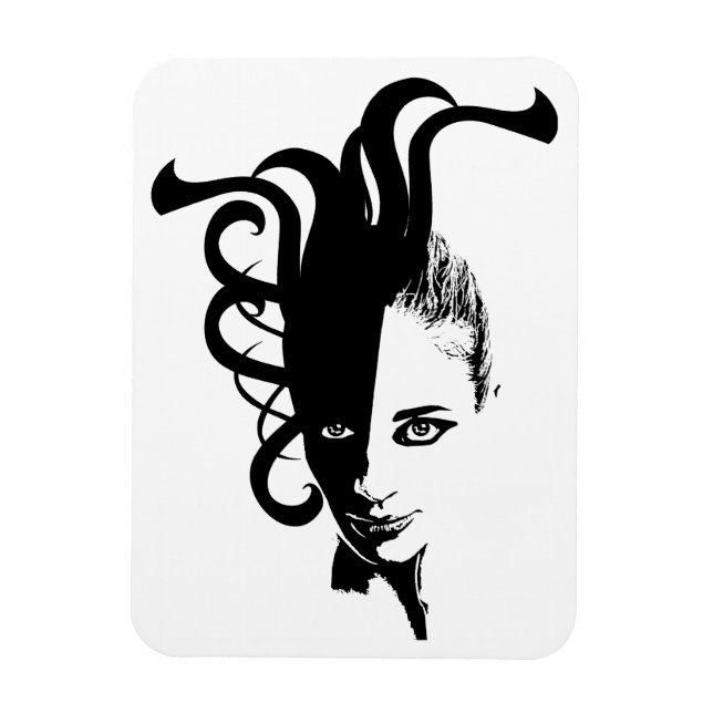 Yin Yan Ying Yang Womans Face Original art  Magnet (Vertical)