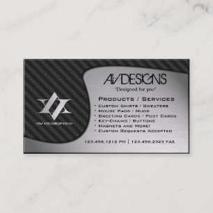 Yin Yang Abstract Carbon / Brushed Aluminium Business Card