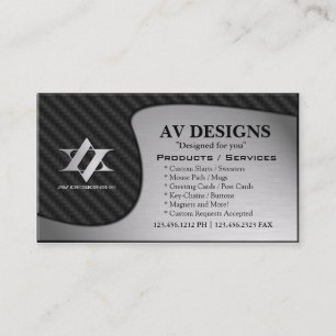 Yin Yang Abstract Carbon / Brushed Aluminium Business Card