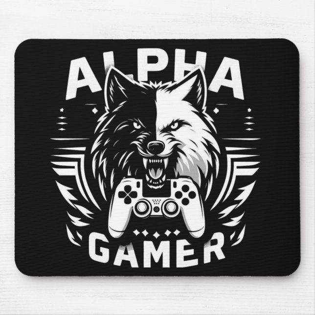 Yin Yang Alpha Gamer Wolf Mouse Mat (Front)