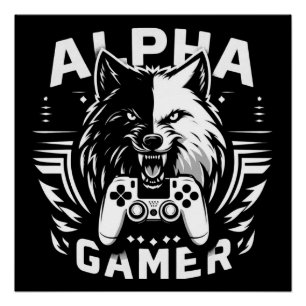 Yin Yang Alpha Gamer Wolf Poster