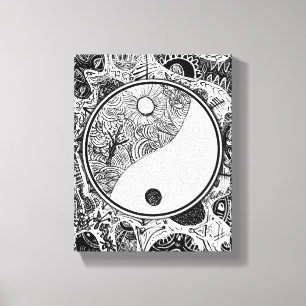 Yin Yang Alternative Circular Linework Canvas Print